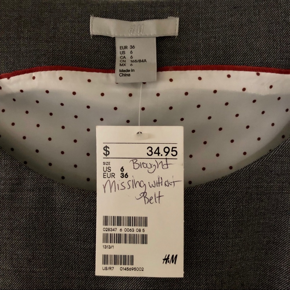H&M gray fully lined dress 6 sleeveless - Picture 2 of 4